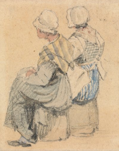 Two Peasant Girls, Seated by Samuel Prout