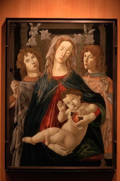 Mary with Child and Two Angels by Sandro Botticelli