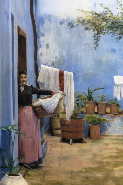 The Blue Patio by Santiago Rusiñol