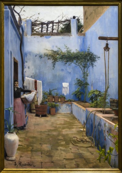 The Blue Patio by Santiago Rusiñol