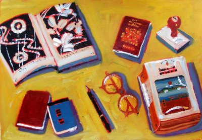 Glasses and Pencil by Sara Hayward