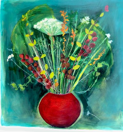 Maroon vase by Sarah Thompson Engels