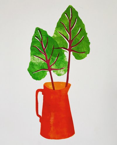 Red jug with leaves by Sarah Thompson Engels