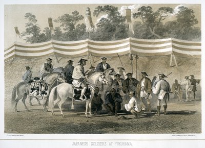 Japanese soldiers at Yukuhama, Japan by Sarony and Co