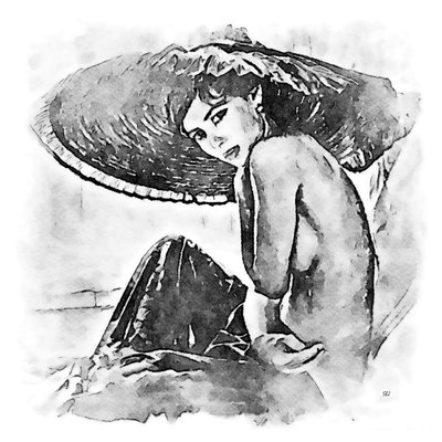 Woman with Large Hat by SaskiaBJ