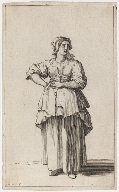 Standing Servant Woman by Sébastien Le Clerc the elder