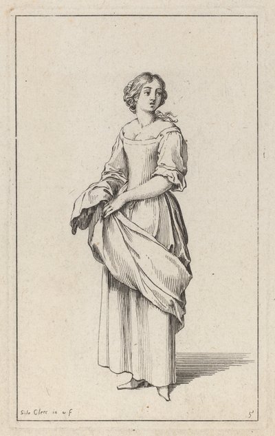 Standing Young Peasant Woman by Sébastien Le Clerc the elder