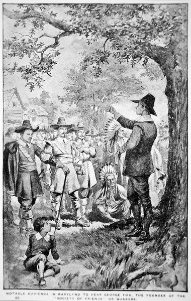 George Fox preaching in Maryland by School American