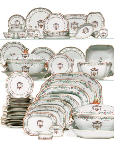 Priestly blessing dinner service, c.1785 by School Chinese