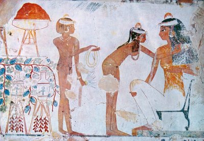 Egyptian Tomb Painting depicting Festival Preparations by School Egyptian