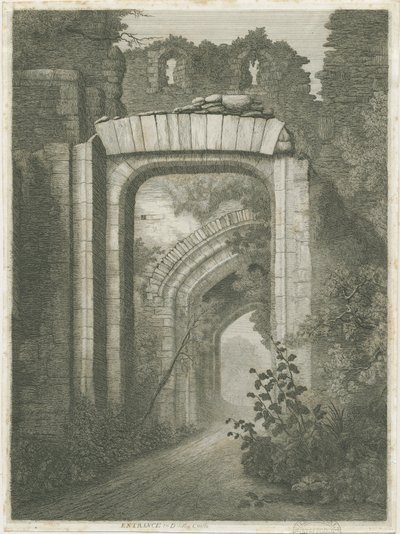 Dudley Castle - The Entrance: etching by School English