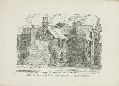 Lichfield - Friary Schools: line engraving by School English