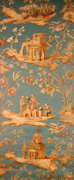 Oilcloth wallpaper depicting various scenes by School English