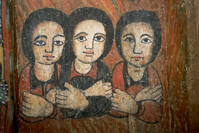 Detail of wall painting by School Ethiopian