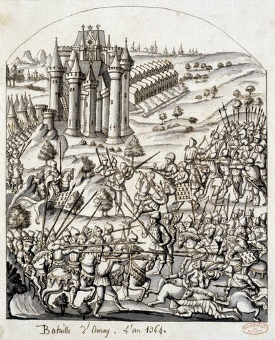 Battle of Auray by School French