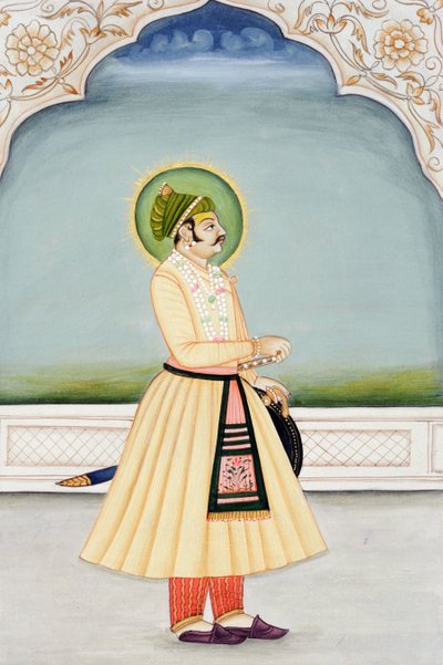 Miniature Painting of Maharaja Kishan Singh, Jaipur by School Indian