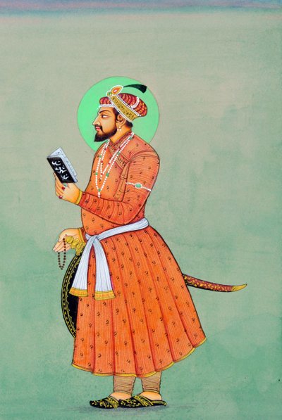 Miniature Painting of Mughal Emperor Aurangzeb by School Indian