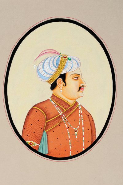 Miniature Painting of Mughal Emperor Jahangir by School Indian