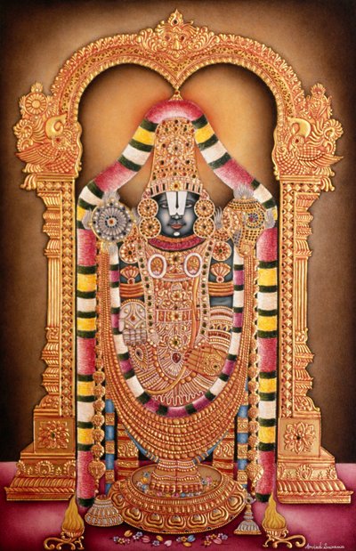 Miniature Painting on Paper of Tirupati Balaji by School Indian
