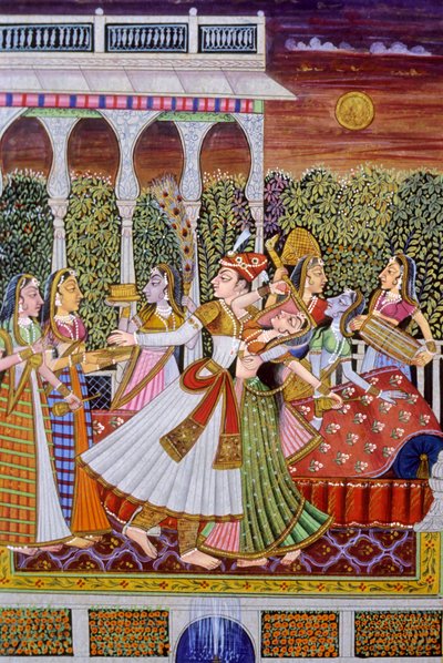 Mughal King and Queen Miniature Painting by School Indian