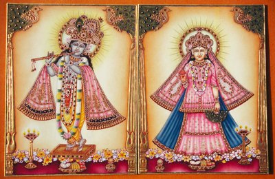 Radha Krishna Miniature Painting on Ivory by School Indian