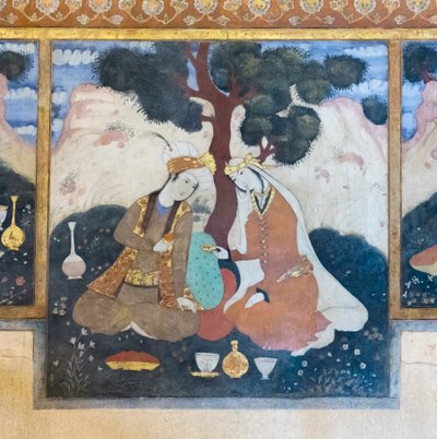 Fresco at Chehel Sotoun palace, Esfahan, Iran by School Iranian