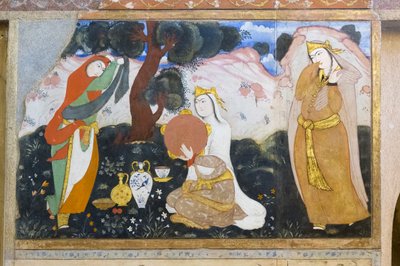 Fresco at Chehel Sotoun Palace, Esfahan, Iran by School Iranian