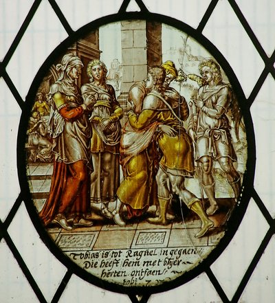 Roundel: Tobias arrives at Ecbatana by School Netherlandish