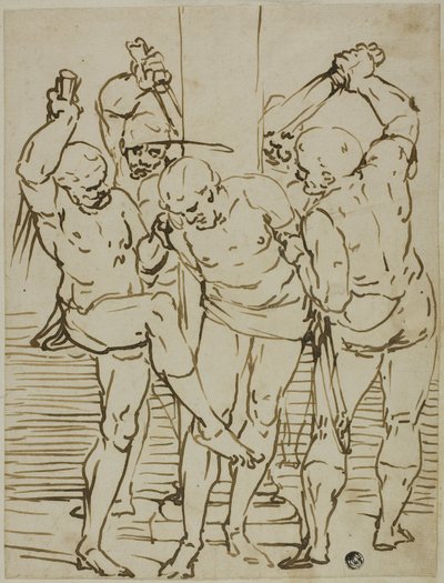 Flagellation of Christ by School of Luca Cambiaso