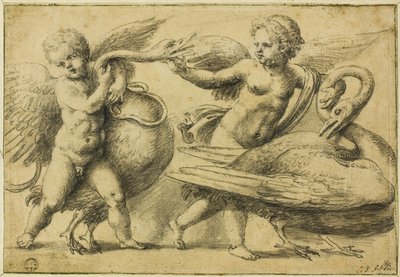 Putti Playing with Swans by School of Raphael