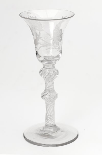Engraved Jacobite Airtwist Drinking Glass by Scottish School