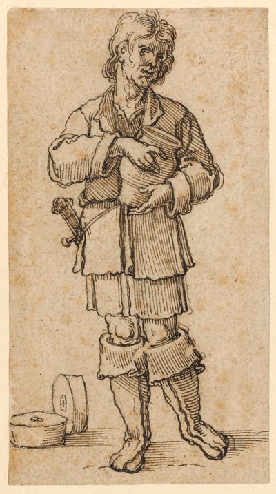 A Young Peasant Holding a Jar by Sebald Beham