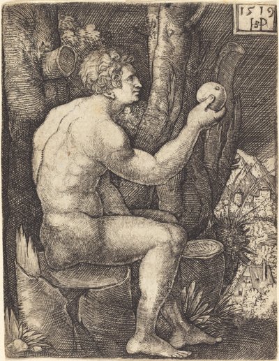 Adam Seated by Sebald Beham