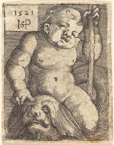 Genius on a Dolphin by Sebald Beham