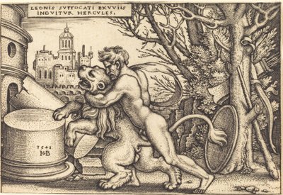 Hercules Killing the Nemean Lion by Sebald Beham