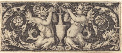 Ornament with Tritons Blowing Horns by Sebald Beham