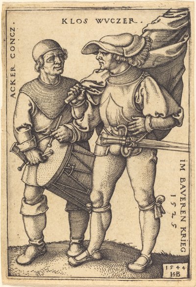 Standard Bearer and Drummer by Sebald Beham