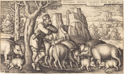 The Prodigal Son with the Swine by Sebald Beham