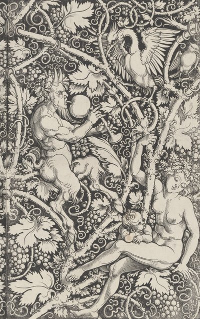 Wallpaper with Satyr Family by Sebald Beham