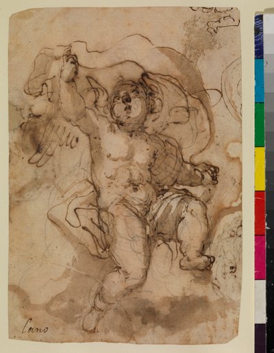 Putto on a Cloud (recto) by Sebastian (attr.to) Munoz