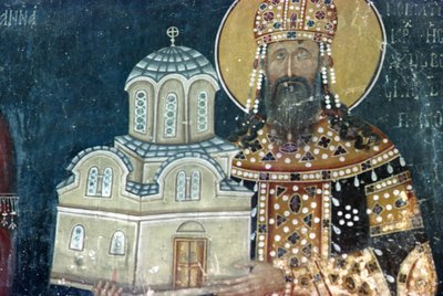 King Stephen Uros II Milutin by Serbian School