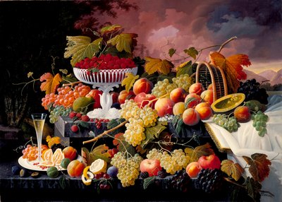 Fruit Still Life in a Landscape, c.1862-72 by Severin Roesen