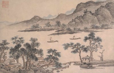 Landscape with Sailboats by Shen Zhou