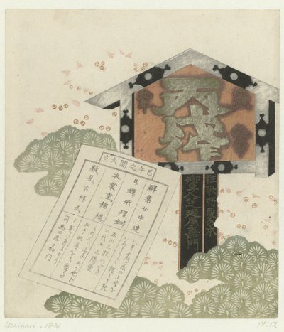 Signboard with Notice by Shibanoya Sanyô (attributed to)