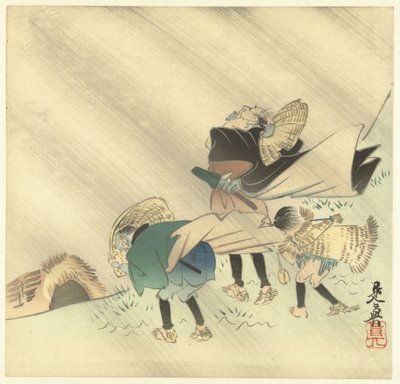 Travelers in a Storm by Shibata Zeshin