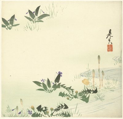 Spring Flowers by a Stream by Shibata Zeshin