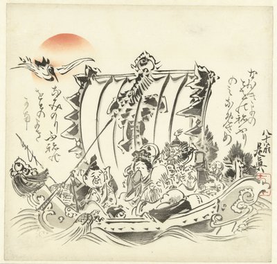 Seven Seasick Gods of Fortune by Shibata Zeshin