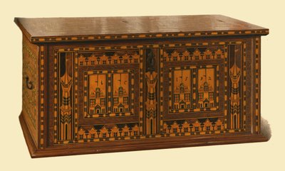 Oak Inlaid Nonsuch Chest by Shirley Charles Llewellyn Slocombe