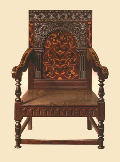 Oak inlaid chair, 1904 by Shirley Charles Llewellyn Slocombe