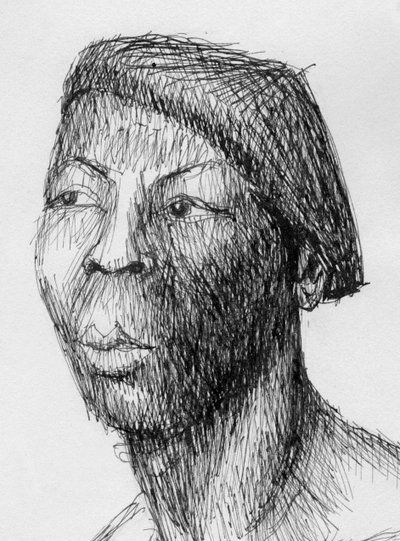 Head of Man Wearing Beret by Shirley Markham